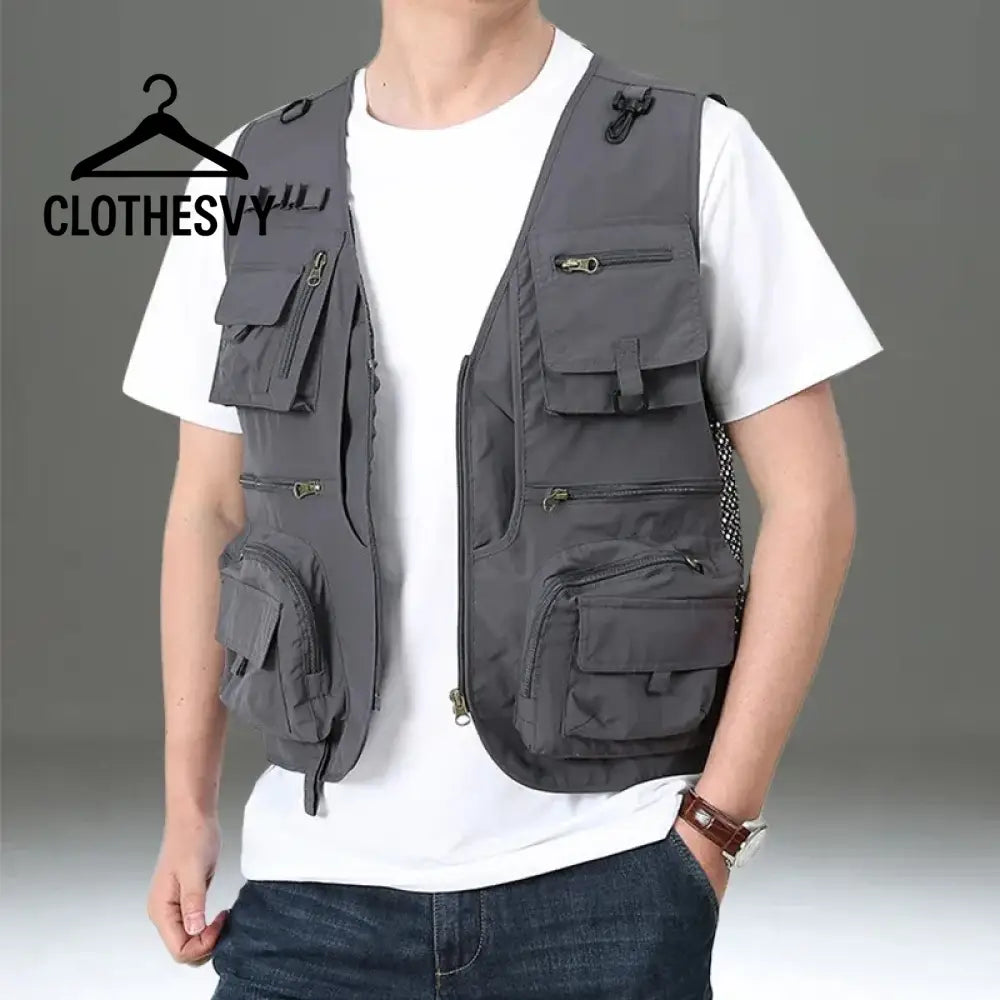Clothesvy Men Mesh Fishing Vest Outdoor Travel 2025 Clothing