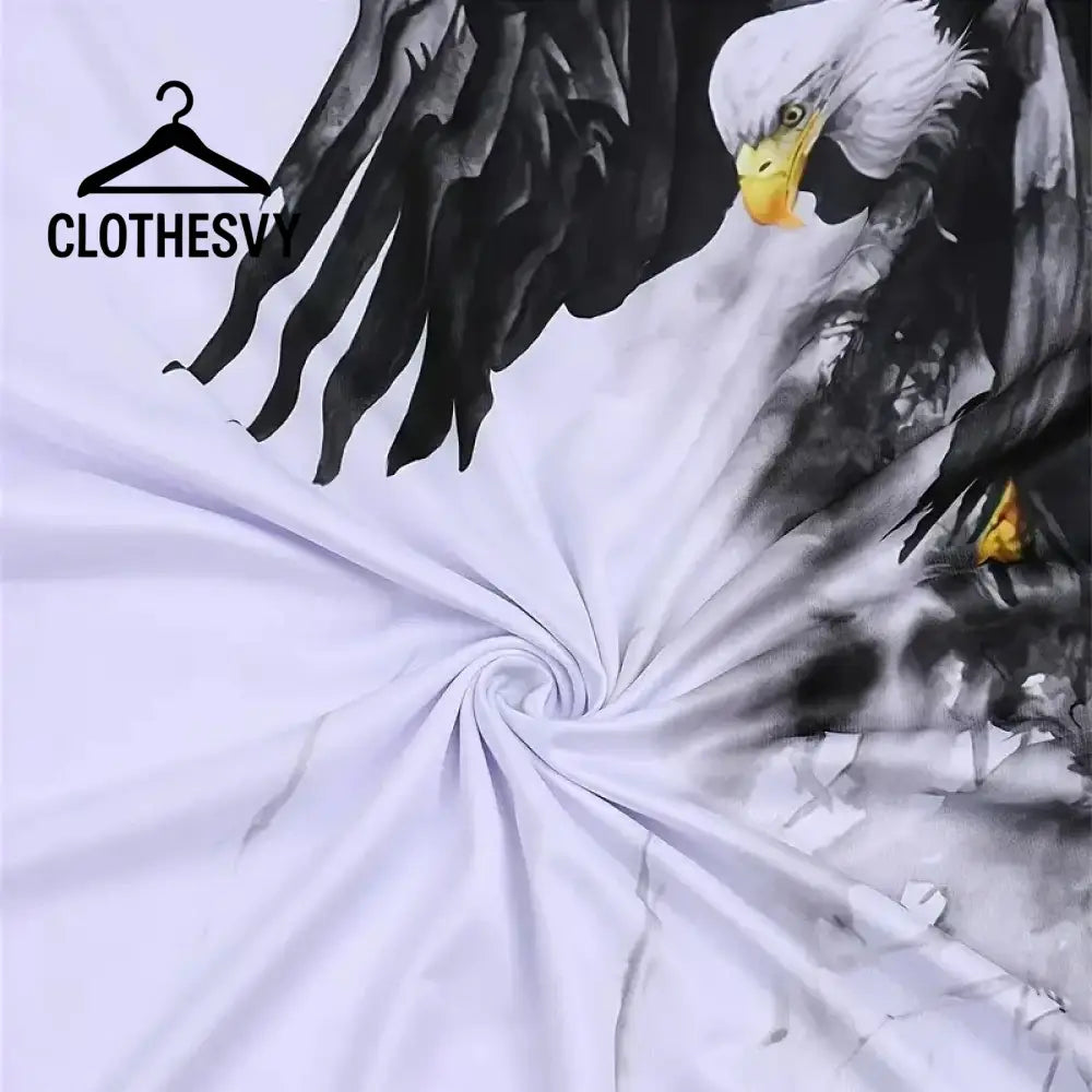 Clothesvy Men 3D Eagle Print T Shirt Oversized Streetwear Clothing