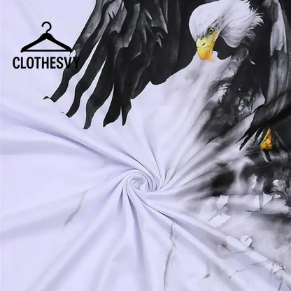 Clothesvy Men 3D Eagle Print T Shirt Oversized Streetwear Clothing