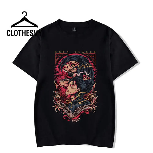 Clothesvy Men Attack on Titan T Shirt Vintage Streetwear Black / S Clothing