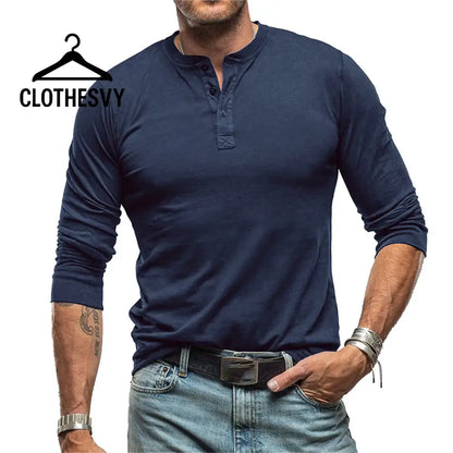 Clothesvy Men Lightweight Long Sleeve T Shirt Casual Blue / XL Clothing