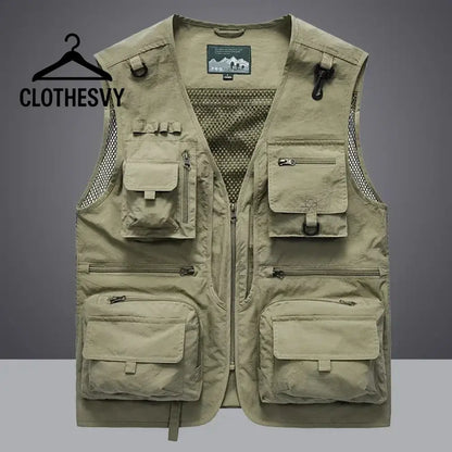 Clothesvy Men Mesh Fishing Vest Outdoor Travel 2025 Beige / S Clothing