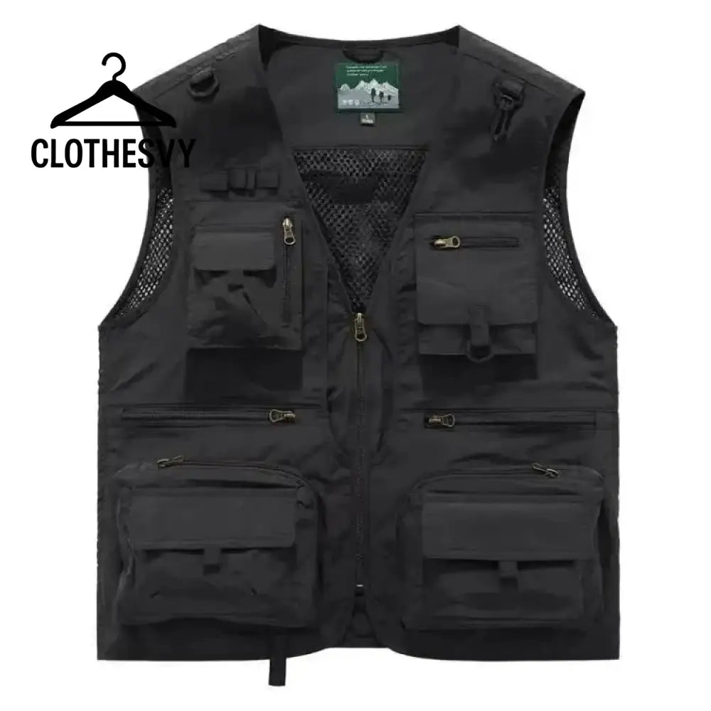Clothesvy Men Mesh Fishing Vest Outdoor Travel 2025 Black / S Clothing